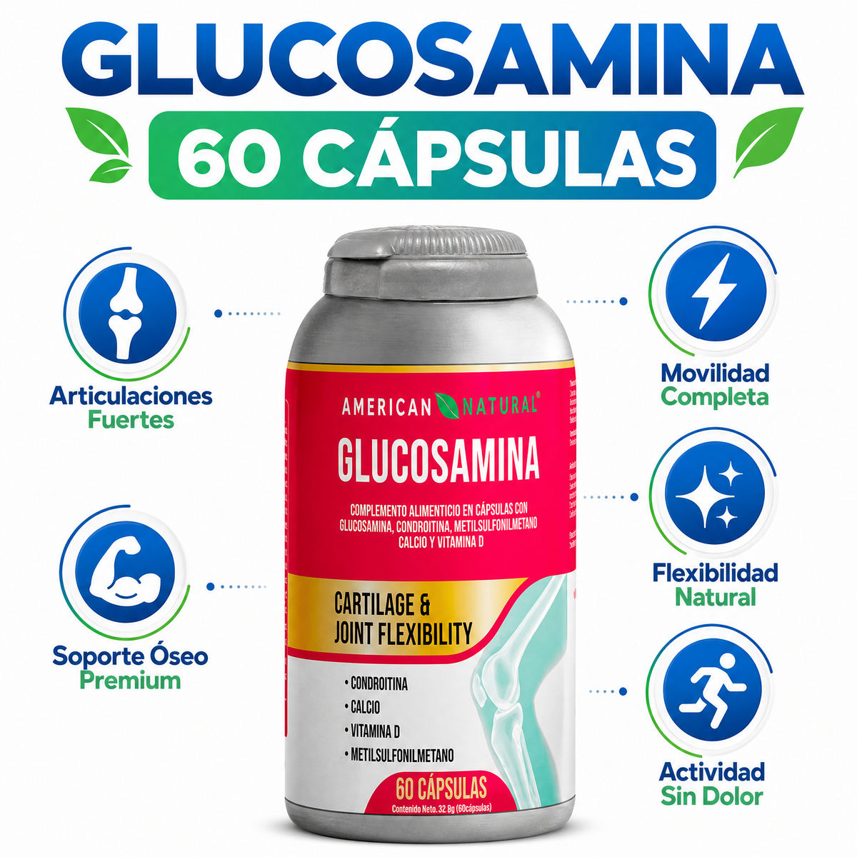 Glucosamina 60 Cápsulas - Infografía del producto