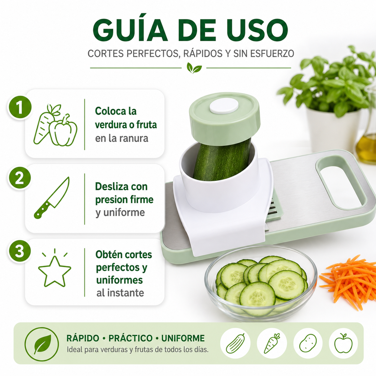 Cortador Rebanador - Guia de Uso 3 Pasos Ecuador