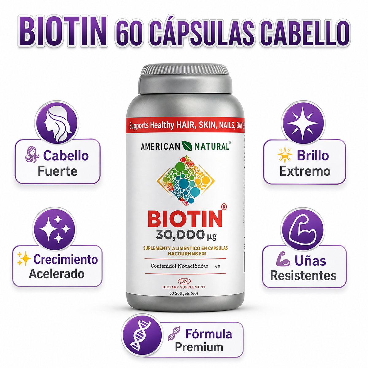 Biotin 60 Cápsulas - Infografía del producto