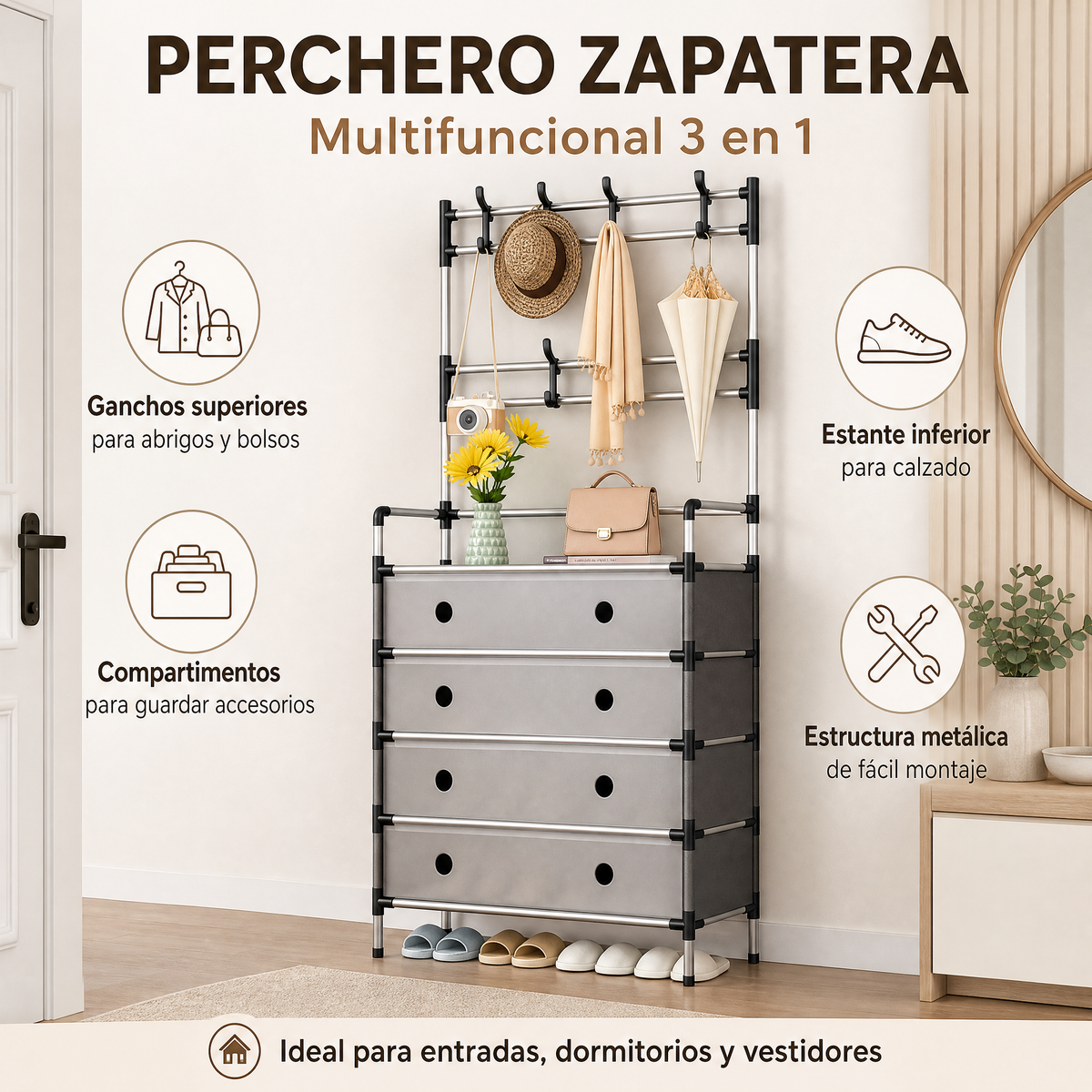 Perchero Zapatera Multifuncional - Infografía Ecuador