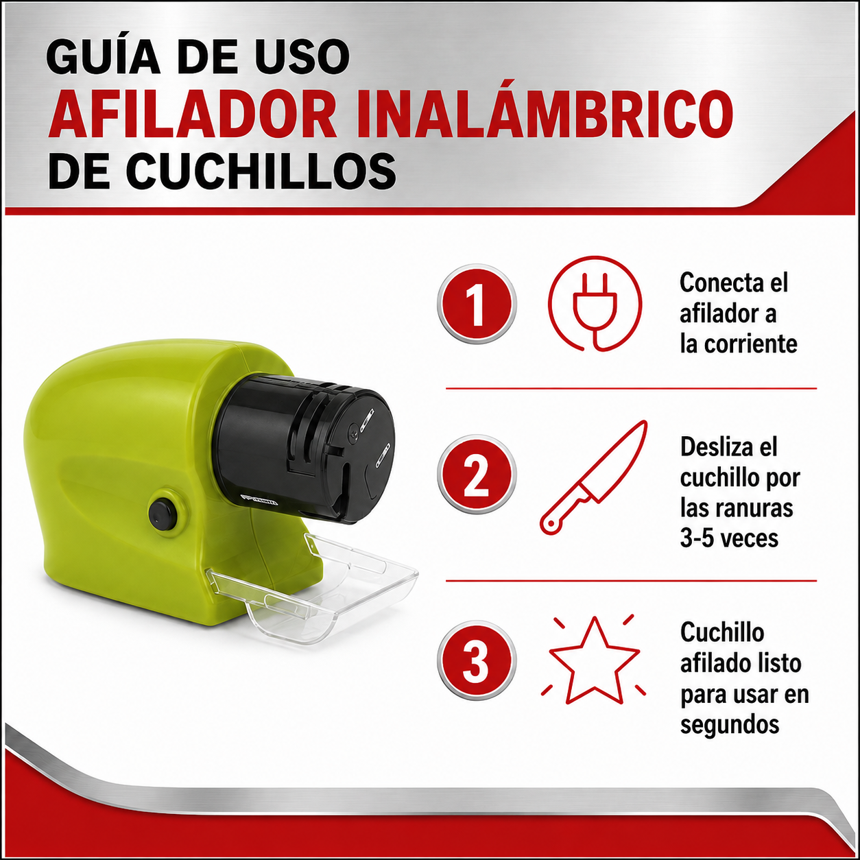 Afilador de Cuchillos Inhalámbrico - Filo Profesional en Segundos