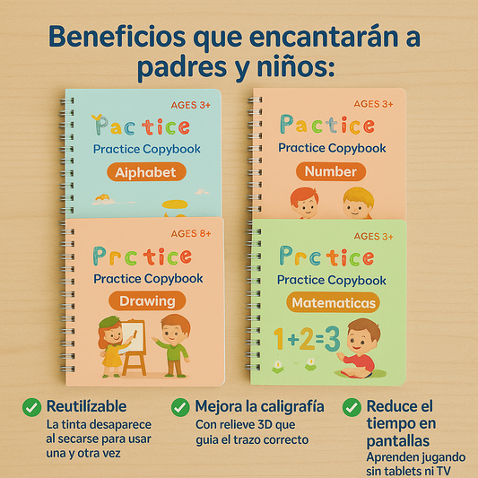 Kit de 4 Cuadernos en Relieve para Escritura