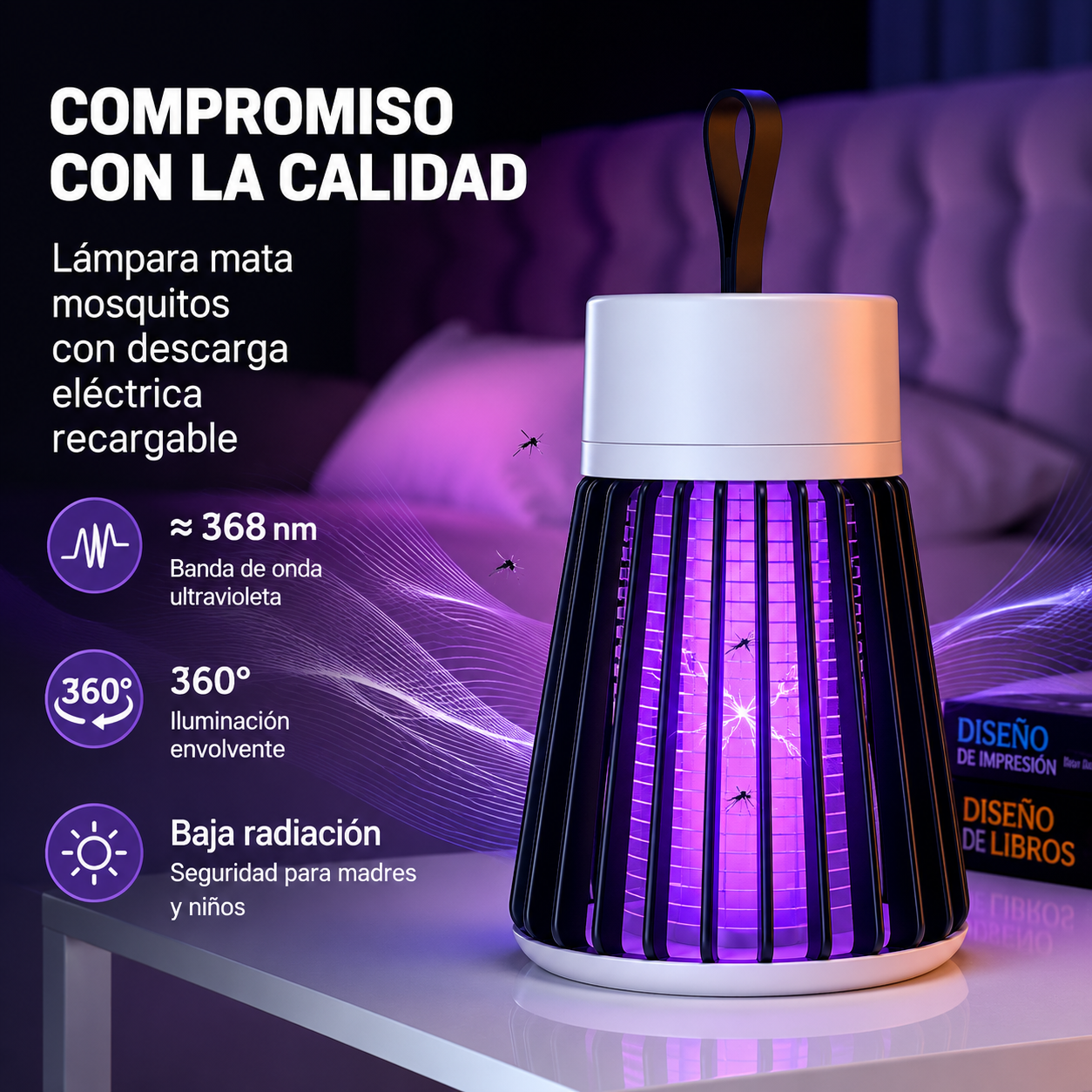 Lampara Electrica Mata Mosquitos Trampa Insectos UV Ecuador