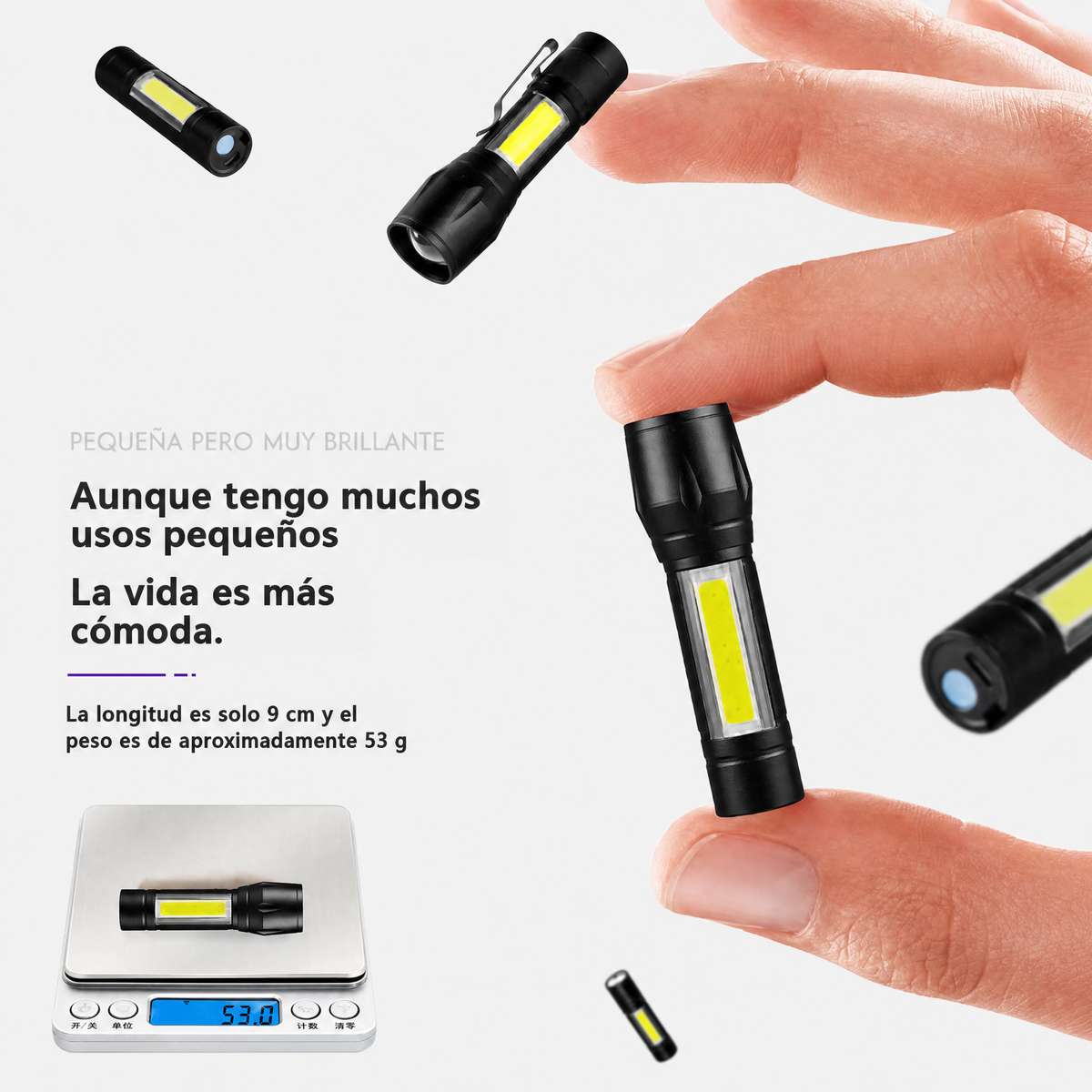 Linterna táctica recargable en caja - detalle del producto