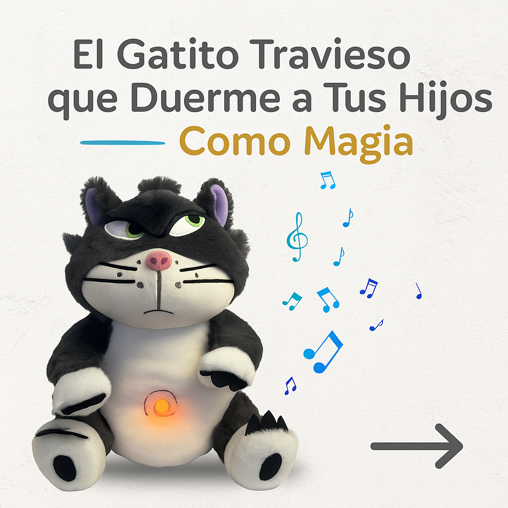 Peluche Gato Negro 30cm 4 Modos Respira Musica Ecuador