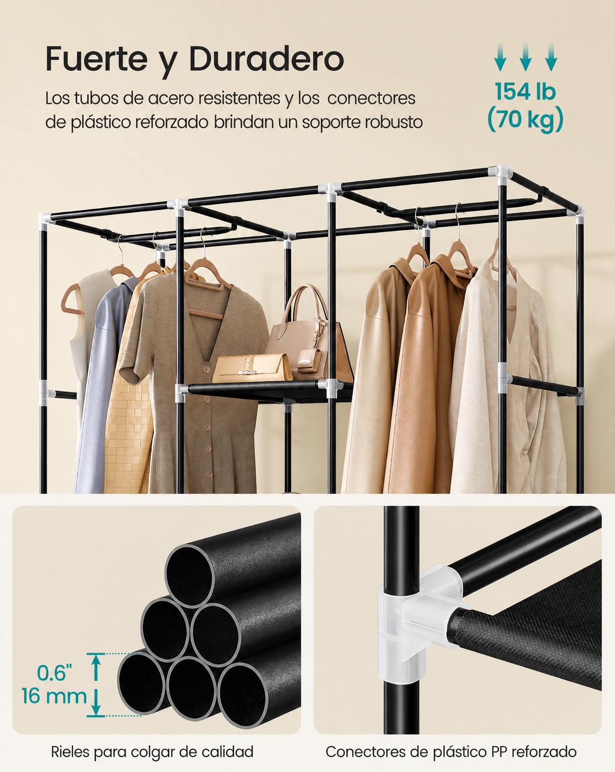 Ropero Closet Armable con 3 Divisiones - Imagen 2