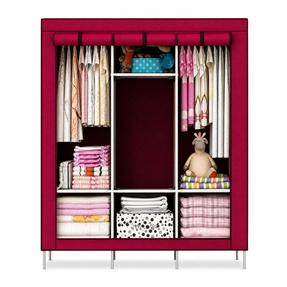 Ropero closet armable con 3 divisiones color vino