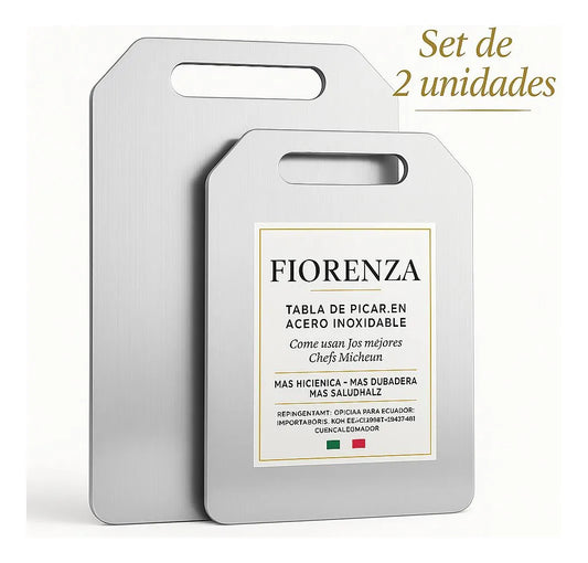 Set 2 Tablas Picar Acero Inoxidable Fiorenza Cocina Ecuador