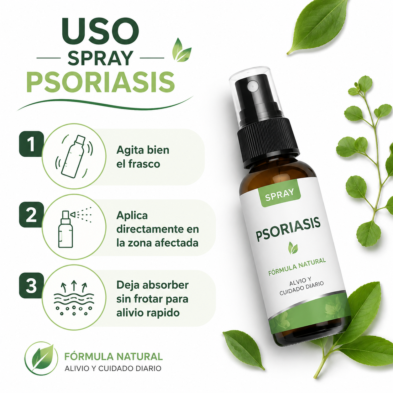 Spray Psoriasis - Guia de Uso 3 Pasos Aplicacion Ecuador