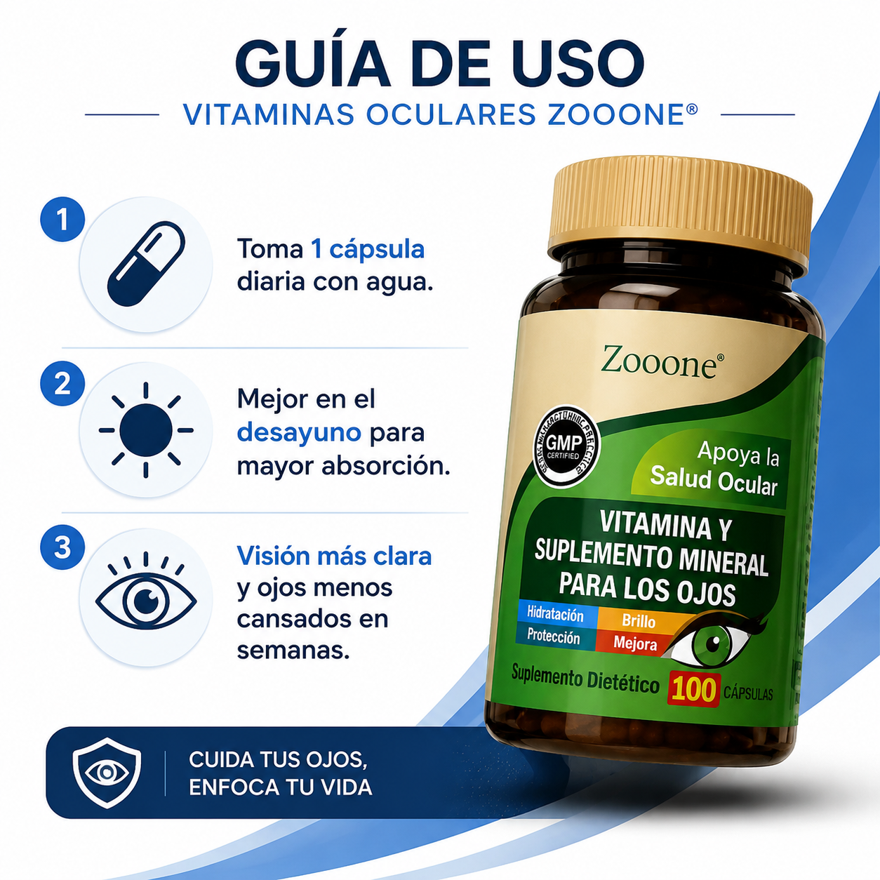 Zooone Vitaminas Oculares - Guia de Uso 3 Pasos Ecuador