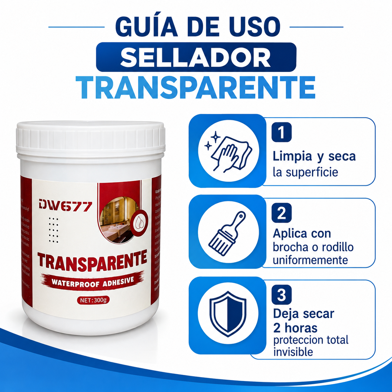 Sellador TRANSPARENT - Guia de Uso 3 Pasos Ecuador