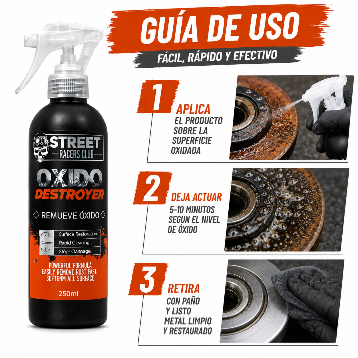 Quita Oxido Destroyer - Guia de Uso 3 Pasos Ecuador