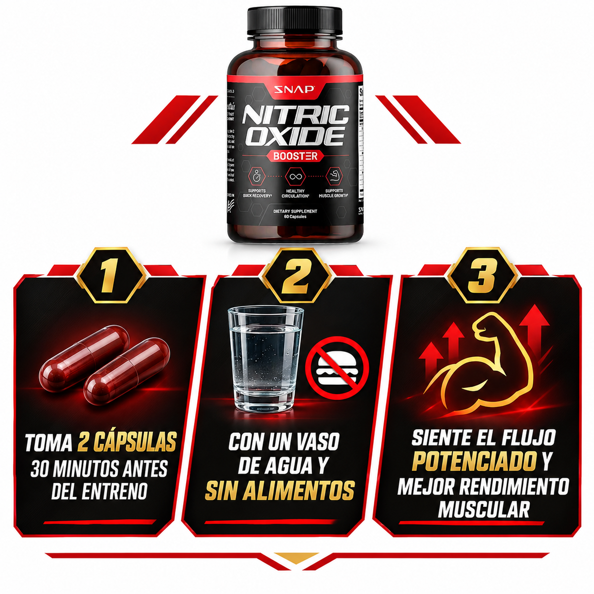 Nitric Oxide 60 Cápsulas - Rendimiento Circulación Vascular