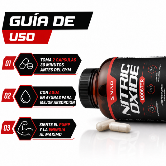 Nitric Oxide 60 Capsulas - Guia de Uso Pre Entreno Ecuador
