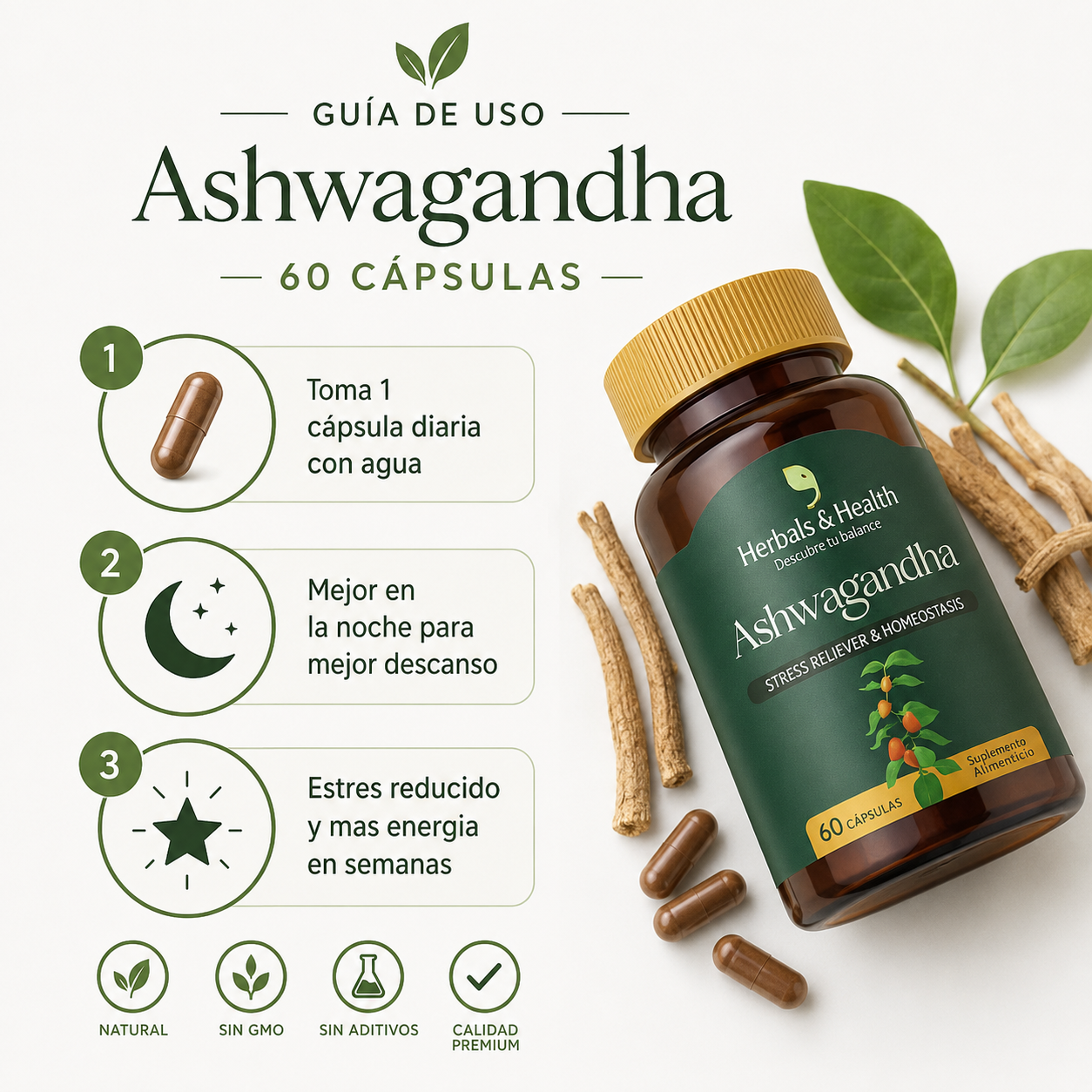 Ashwagandha - Guia de Uso 3 Pasos Ecuador