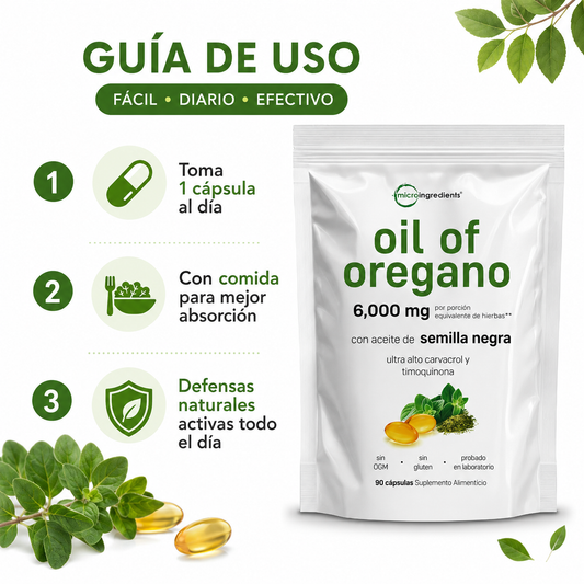 Oil of Oregano 90 Capsulas - Guia de Uso Defensas Naturales Ecuador