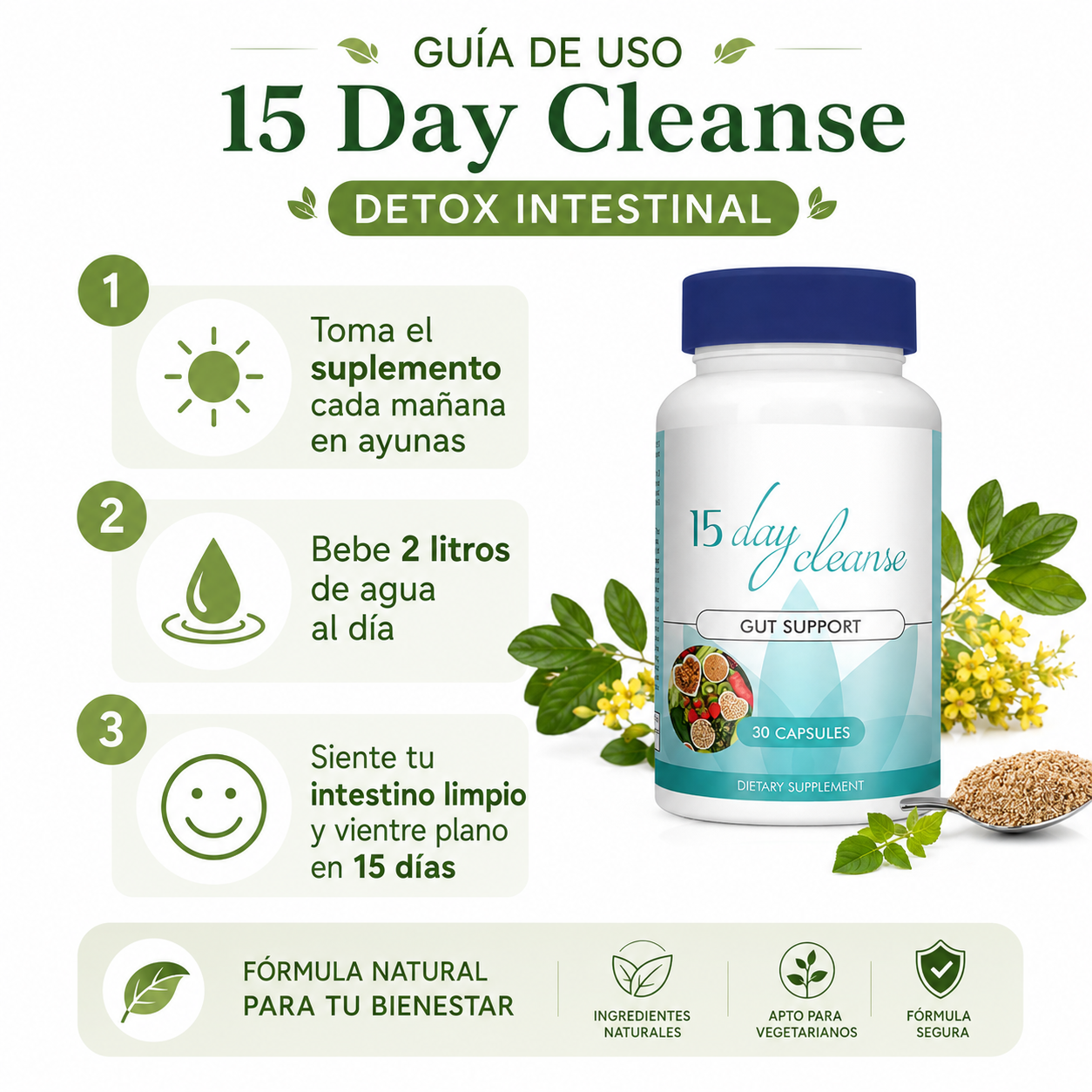 Combo 15 Day Cleanse - Guia de Uso 3 Pasos Ecuador