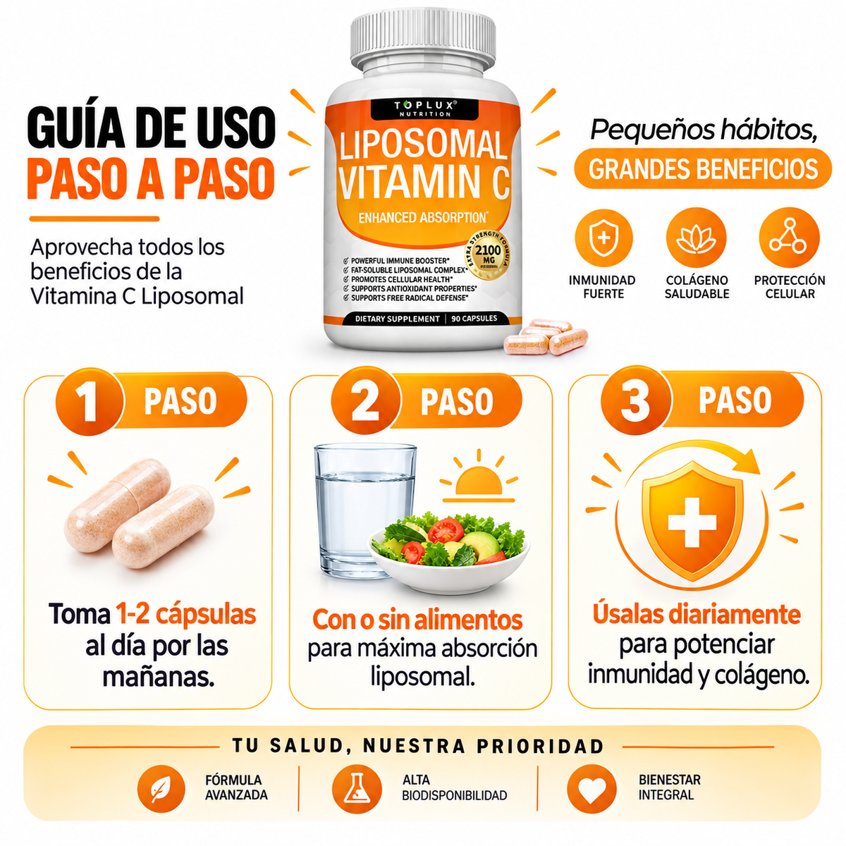 Liposomal Vitamina C 90 Cápsulas - Inmunidad Premium
