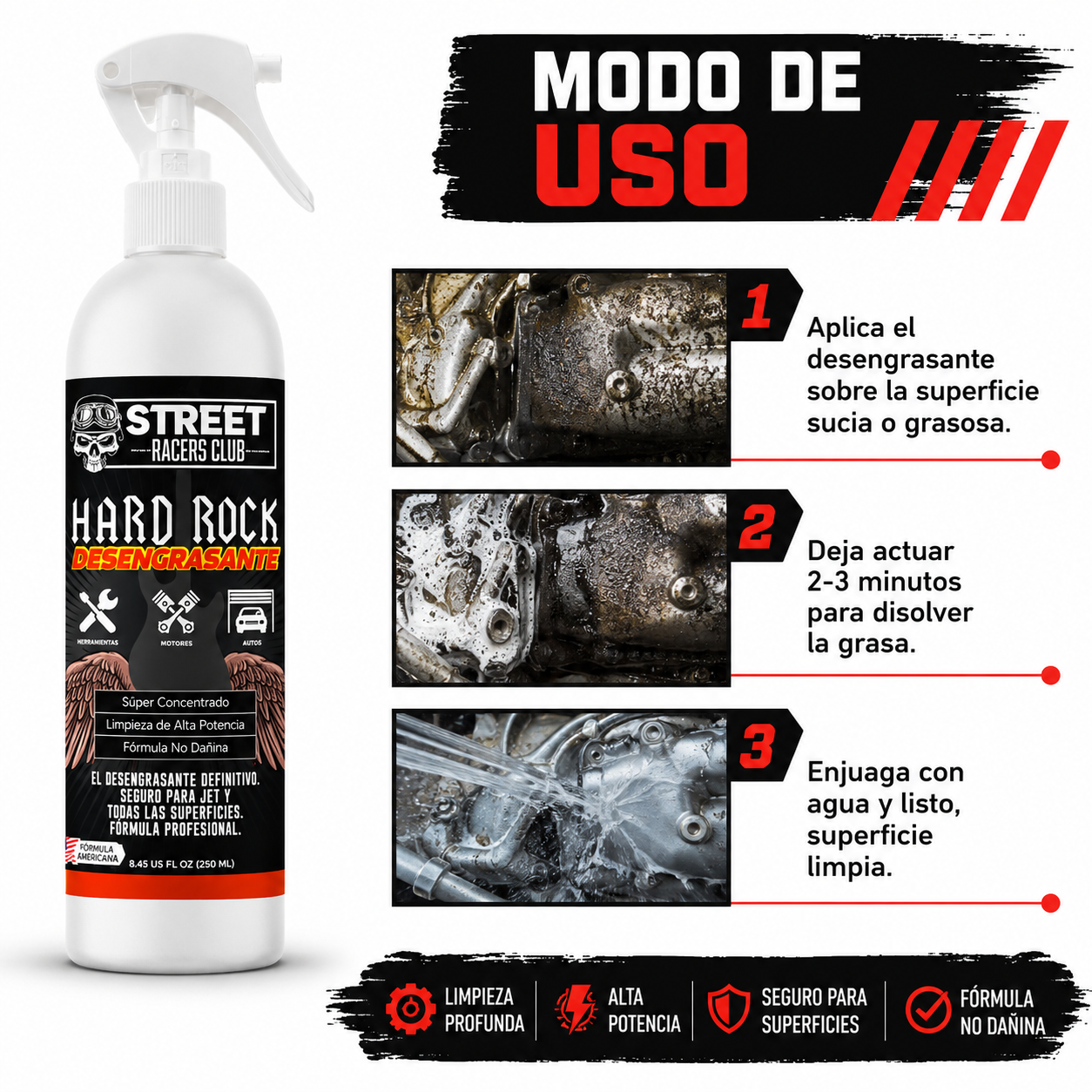 Hard Rock Degreaser - Guia de Uso 3 Pasos Ecuador