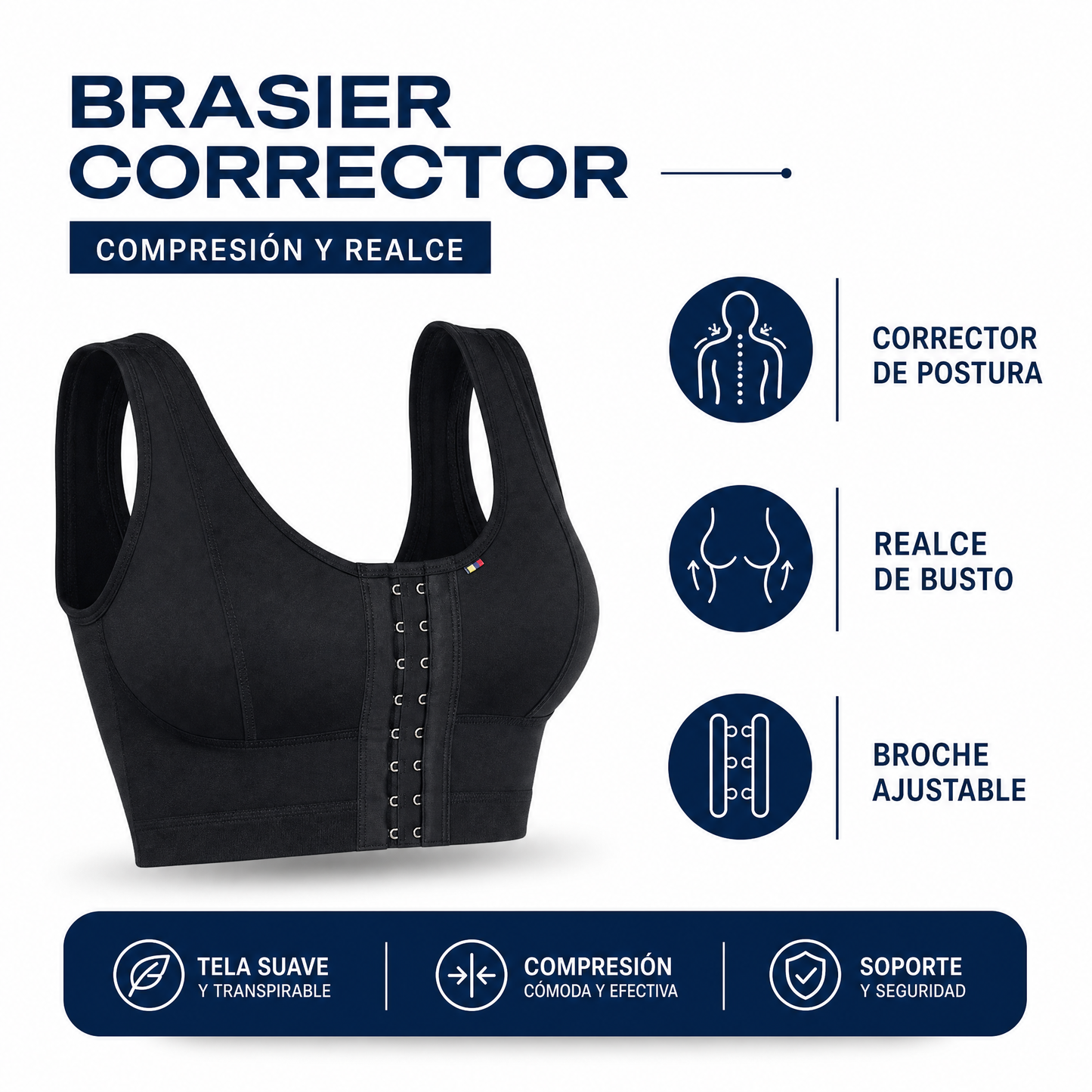 Brasier con Realce 2607 - Beneficios Corrector Postura Realce Busto Ecuador