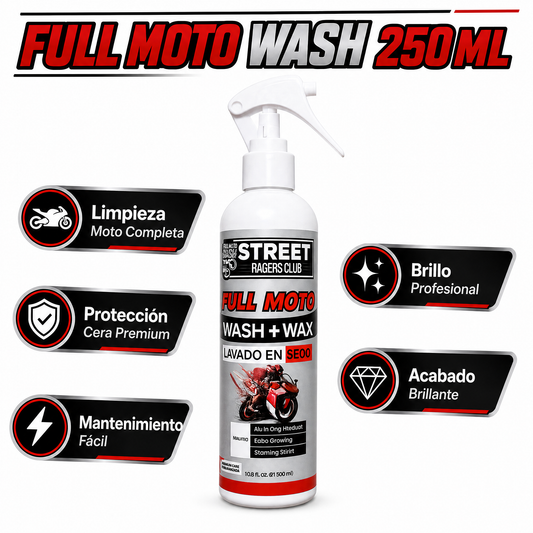 Full Moto Wash + Wax Limpiador Cera - 250ml Motocicleta
