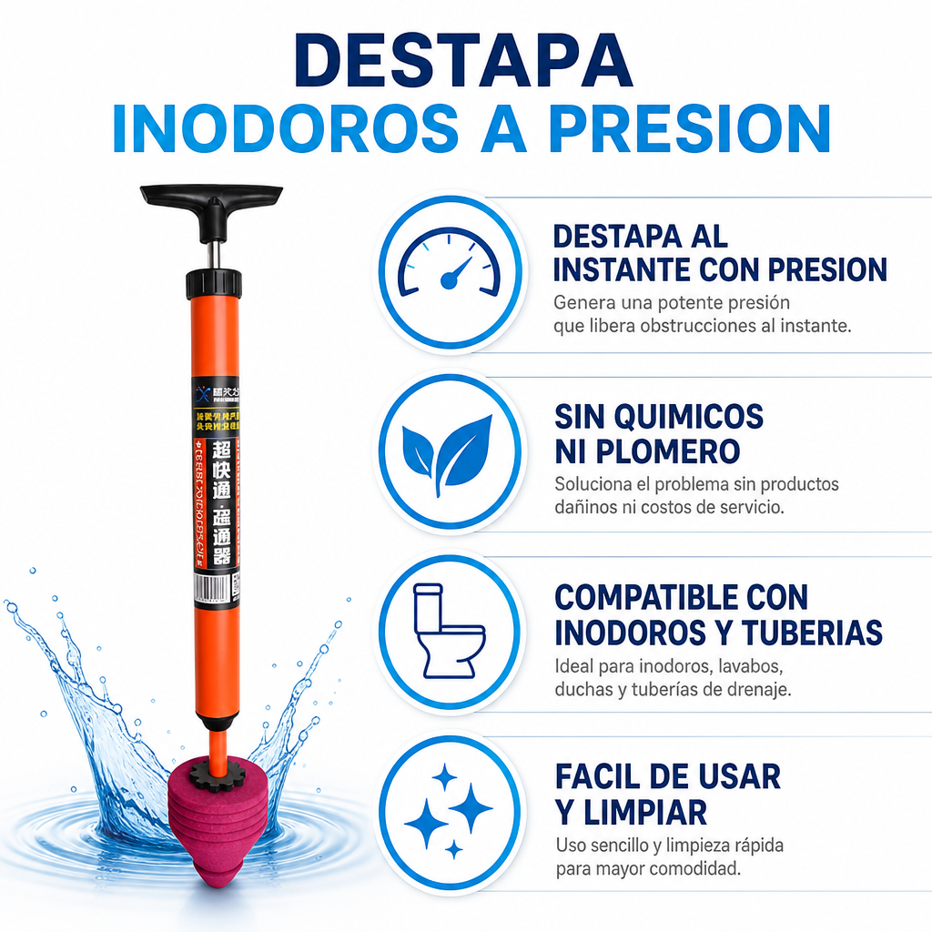 Destapa Inodoros a Presion - Infografico Sin Quimicos Ni Plomero Ecuador
