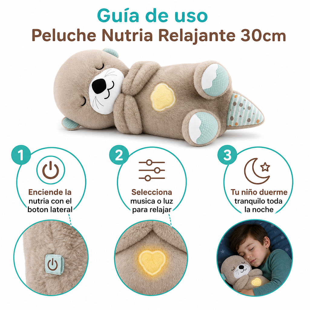 Peluche Nutria Relajante - Guia de Uso 3 Pasos Ecuador