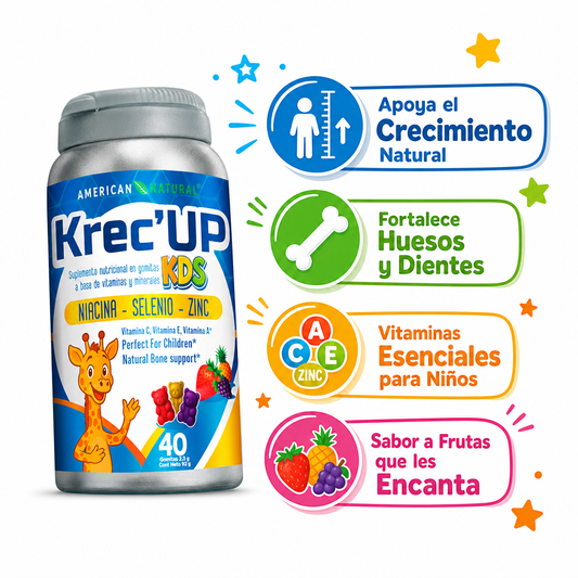 KrecUp Kids Gomitas 40 - Infografico Crecimiento Huesos Vitaminas Ecuador