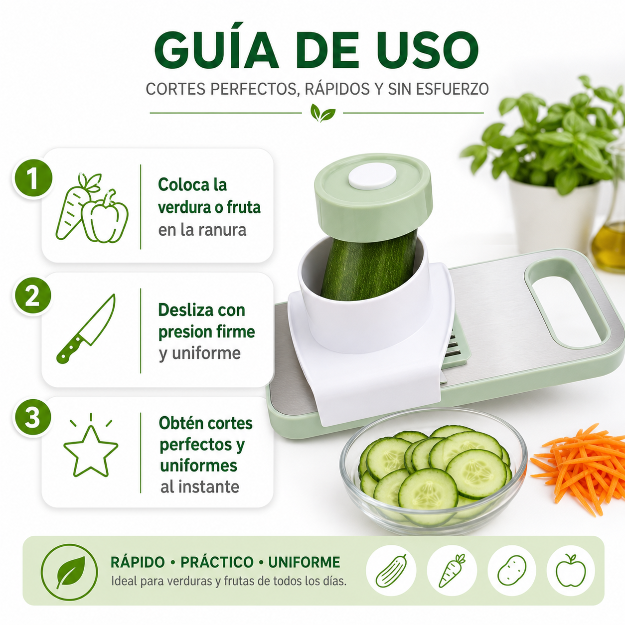 Cortador Rebanador - Guia de Uso 3 Pasos Ecuador