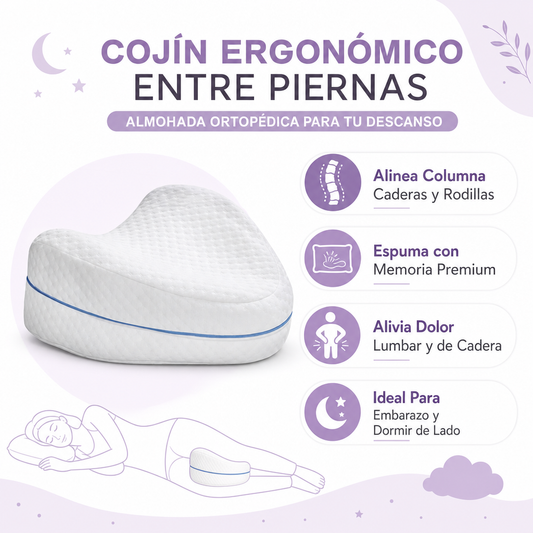 Cojin Ergonomico Entre Piernas - Infografico Alinea Columna Espuma Memoria Ecuador