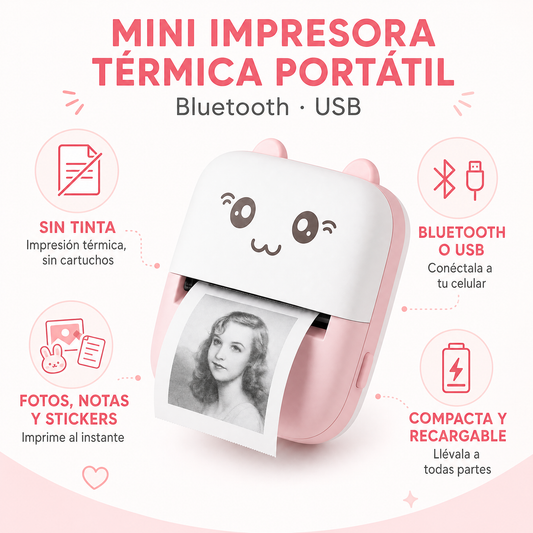 Mini Impresora Térmica Portátil - Infografía Sin Tinta Bluetooth USB Ecuador