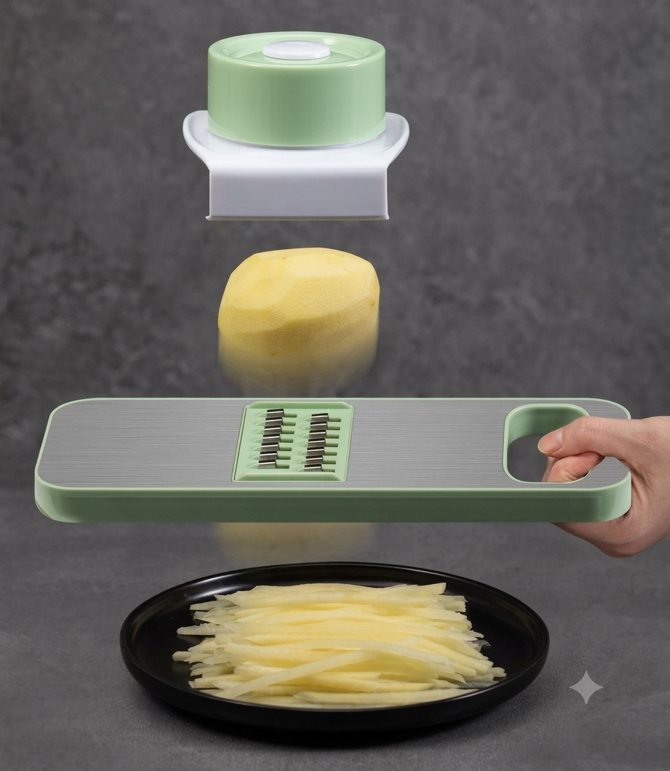 Cortador y Rebanador Multifuncional - Acero Inoxidable Cocina Premium
