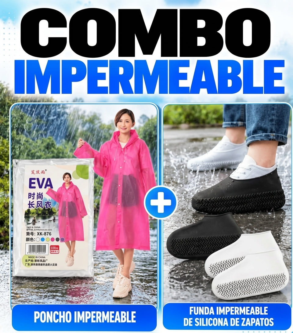 Combo Impermeable + Fundas Silicon para Zapatos - Protección Total