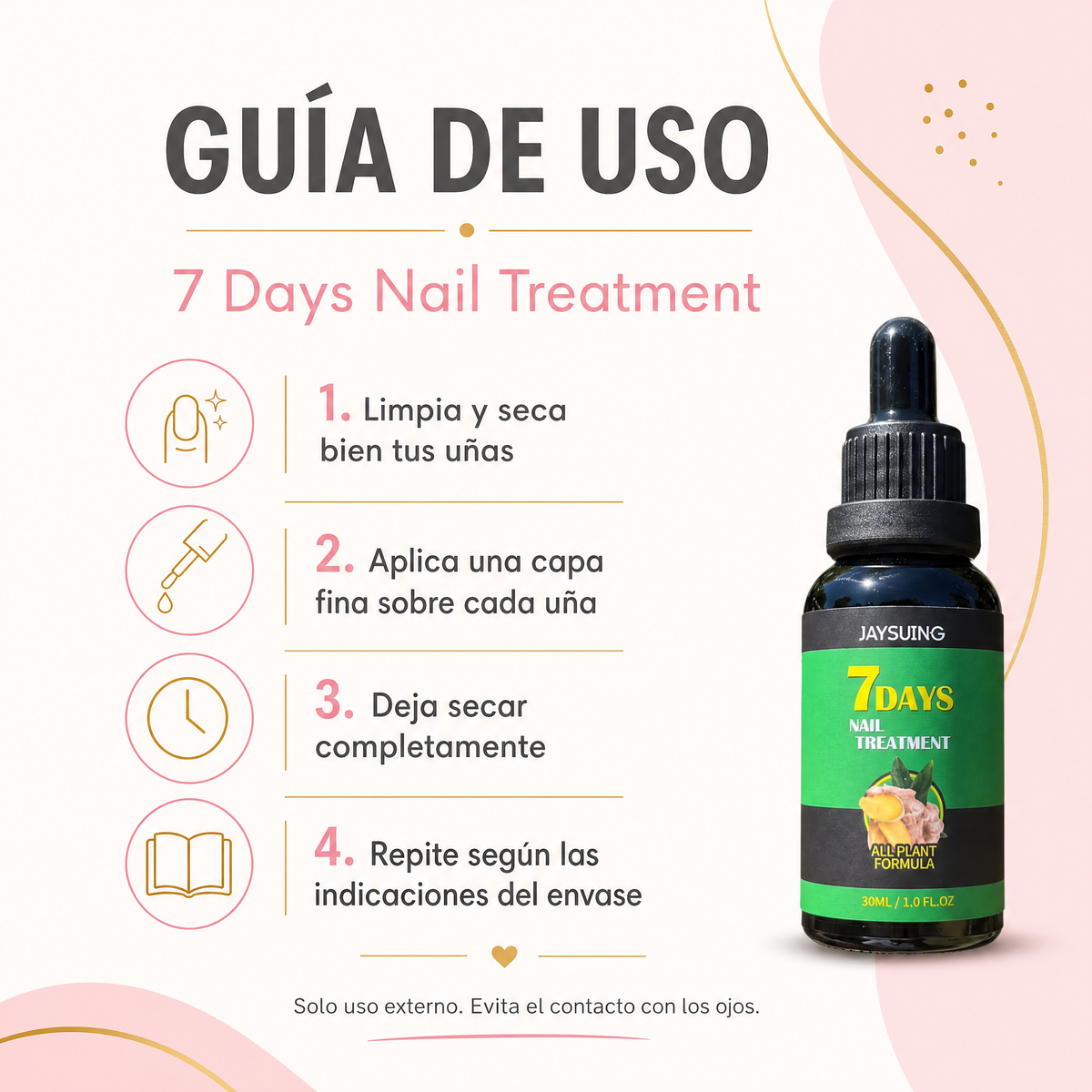 Guía de uso de 7 Days Nail Treatment paso a paso