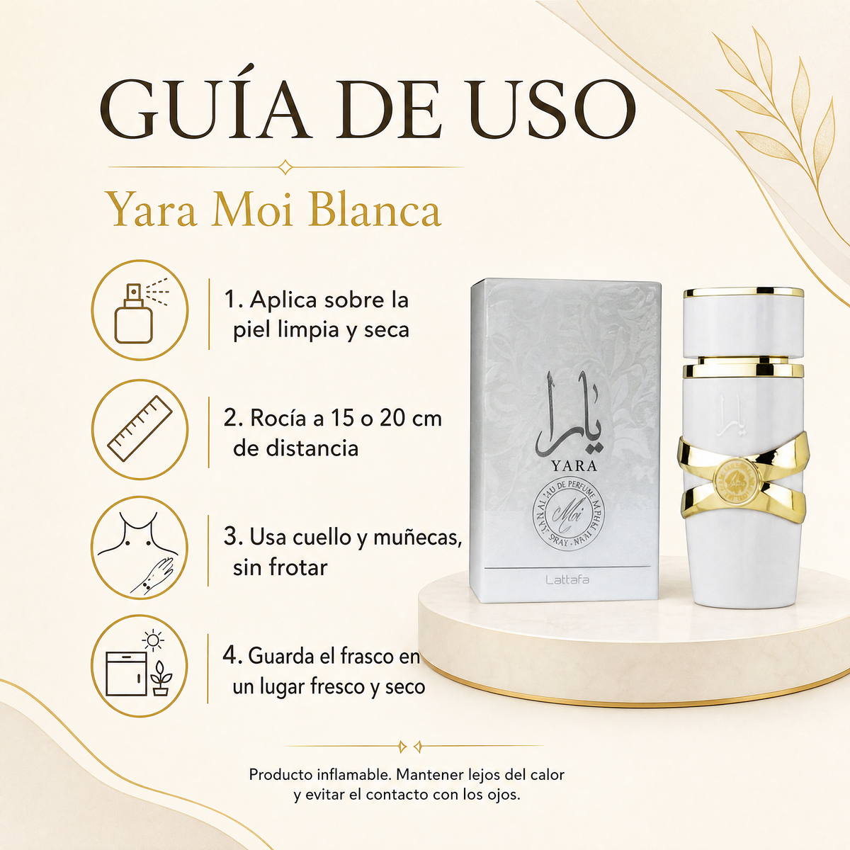 Guía de uso del perfume Yara Moi Blanca paso a paso