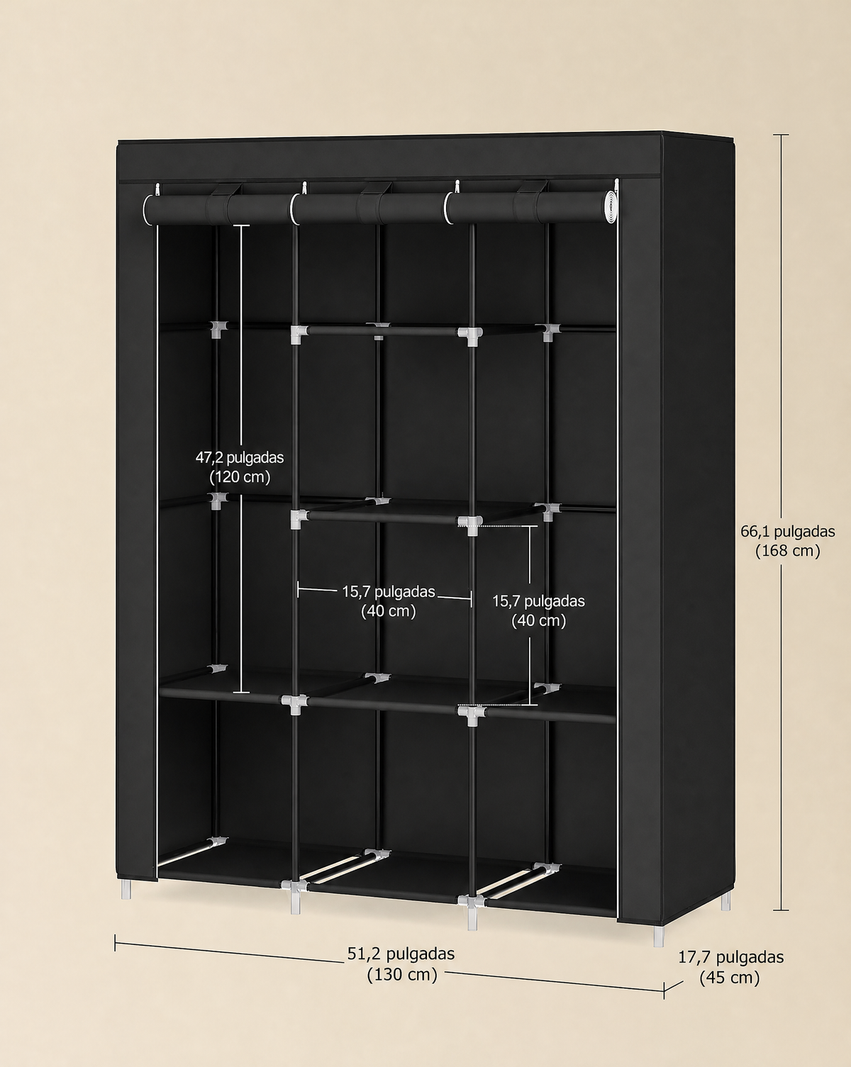 Ropero Closet Armable con 3 Divisiones - Imagen 4