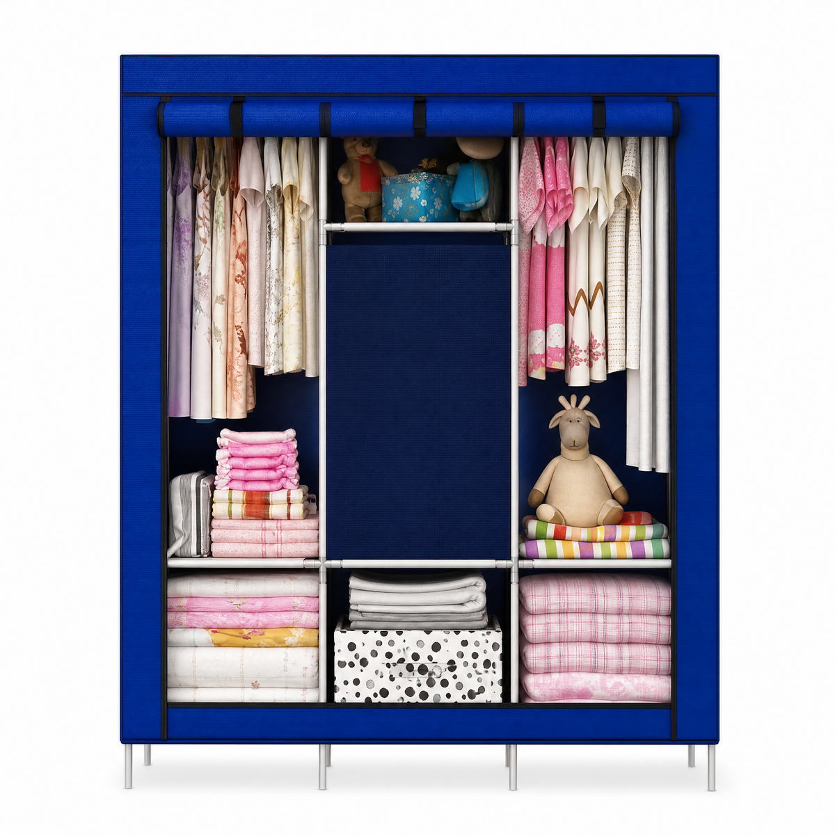 Ropero closet armable con 3 divisiones color azul