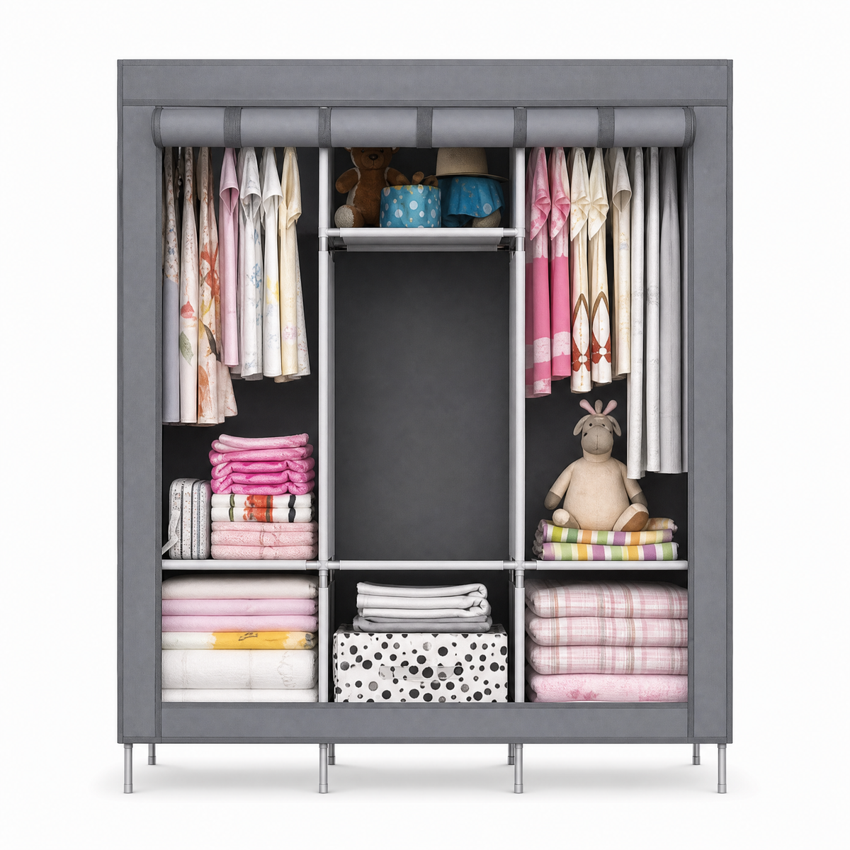 Ropero closet armable con 3 divisiones color gris