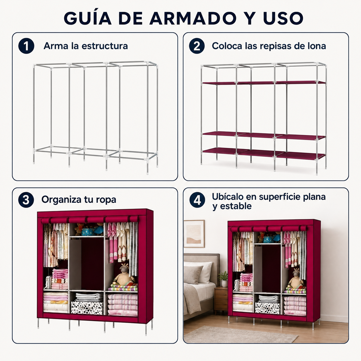 Guía de armado y uso del ropero closet armable