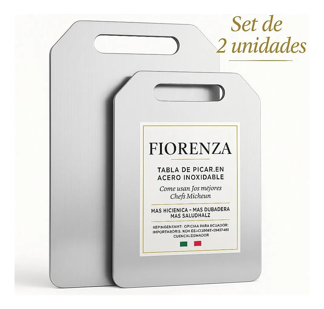 Set de 2 Tablas de Picar Acero Inoxibable Fiorenza