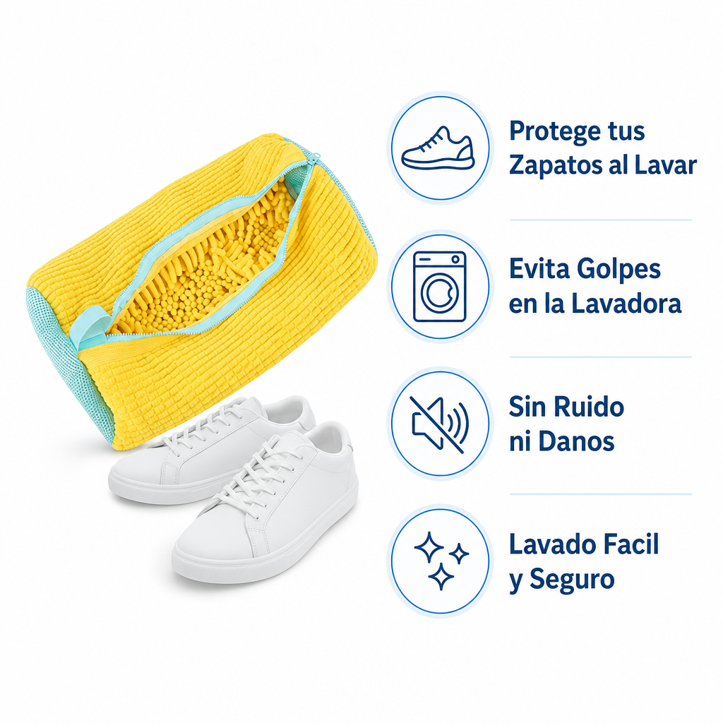 Bolsa Lavar Zapatos Lavadora - Infografico Beneficios Proteccion Ecuador
