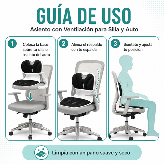 Asiento con Ventilación - Guía de uso 3 pasos Ecuador