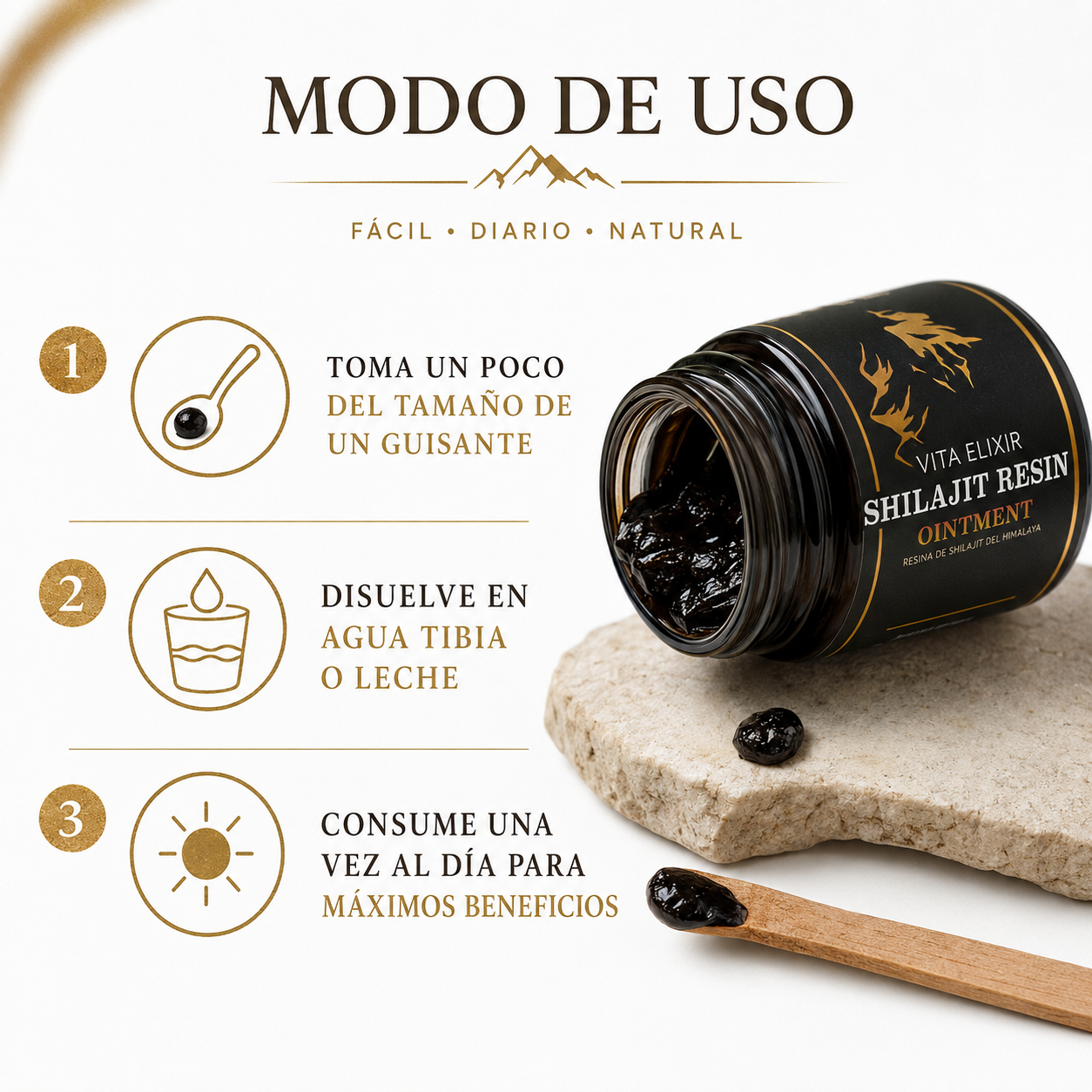 Shilajit Resin Himalaya - Guia de Uso 3 Pasos Ecuador