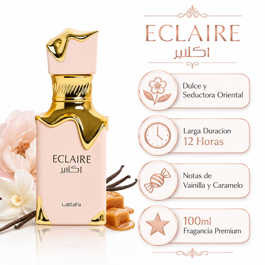 Eclaire Lattafa - Infografico Dulce Oriental Premium Ecuador