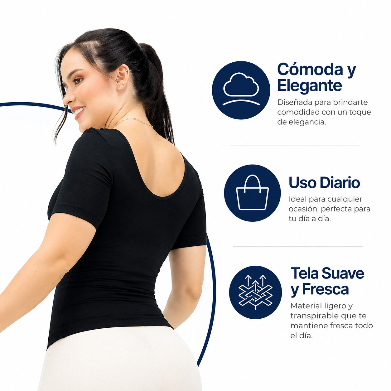 Camisa con Manga Corta Mujer 2691 - Infografico Beneficios Ecuador