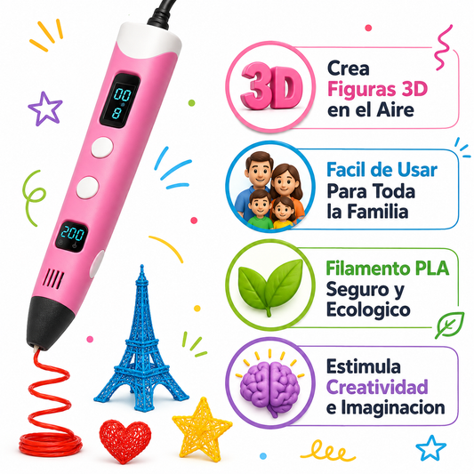 Pluma 3D - Infografico Crea Figuras Creatividad Ecuador
