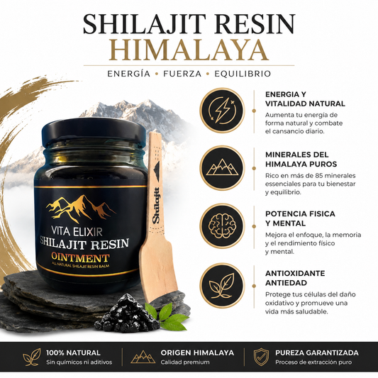 Shilajit Resin Himalaya - Infografico Minerales Energia Ecuador