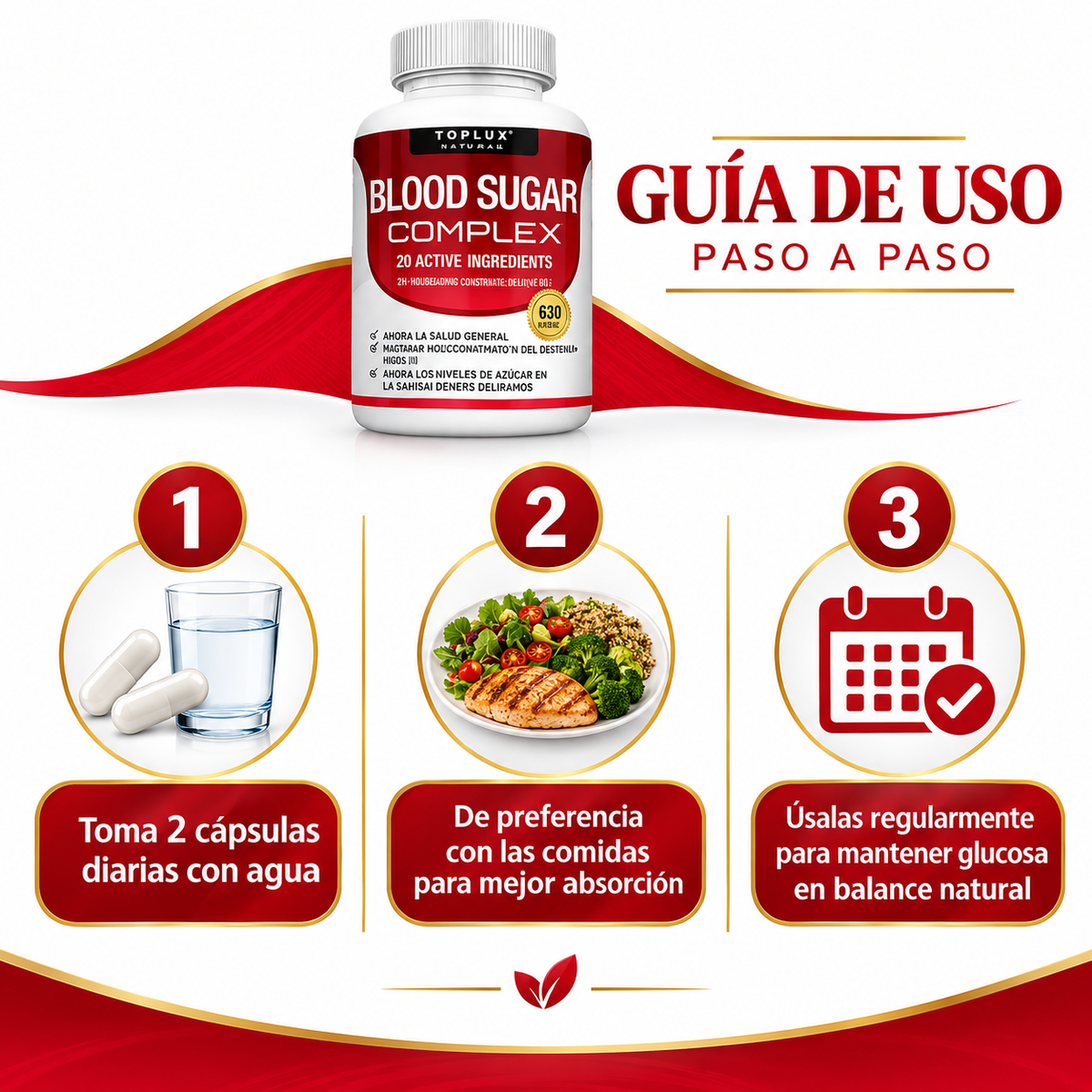 Blood Sugar Complex Toplux 60 Cápsulas - Control Glucosa Natural