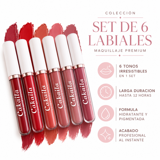 Set 6 Labiales Cakaila - Infografico 6 Tonos Larga Duracion Ecuador