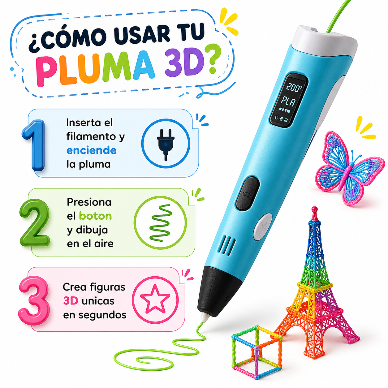 Pluma 3D - Guia de Uso 3 Pasos Ecuador